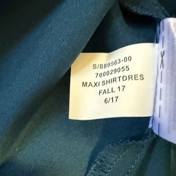 Banana Republic Teal Maxi Shirtdress Sz 10 Fall 2017 NWT Button Front Satin Feel - Picture 10 of 15